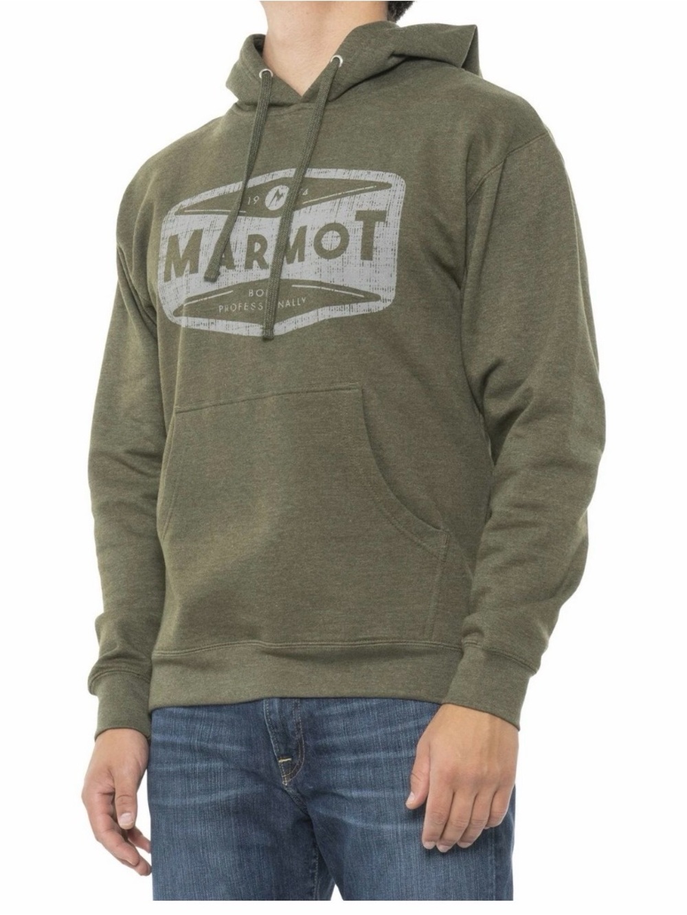 Marmot Olive Green Pullover Hoodie with Logo